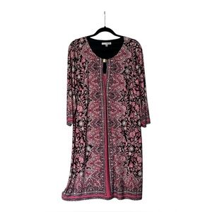 Studio One Pink/Navy/white Paisley Dress with 3/4 Sleeves. XL. NWOT